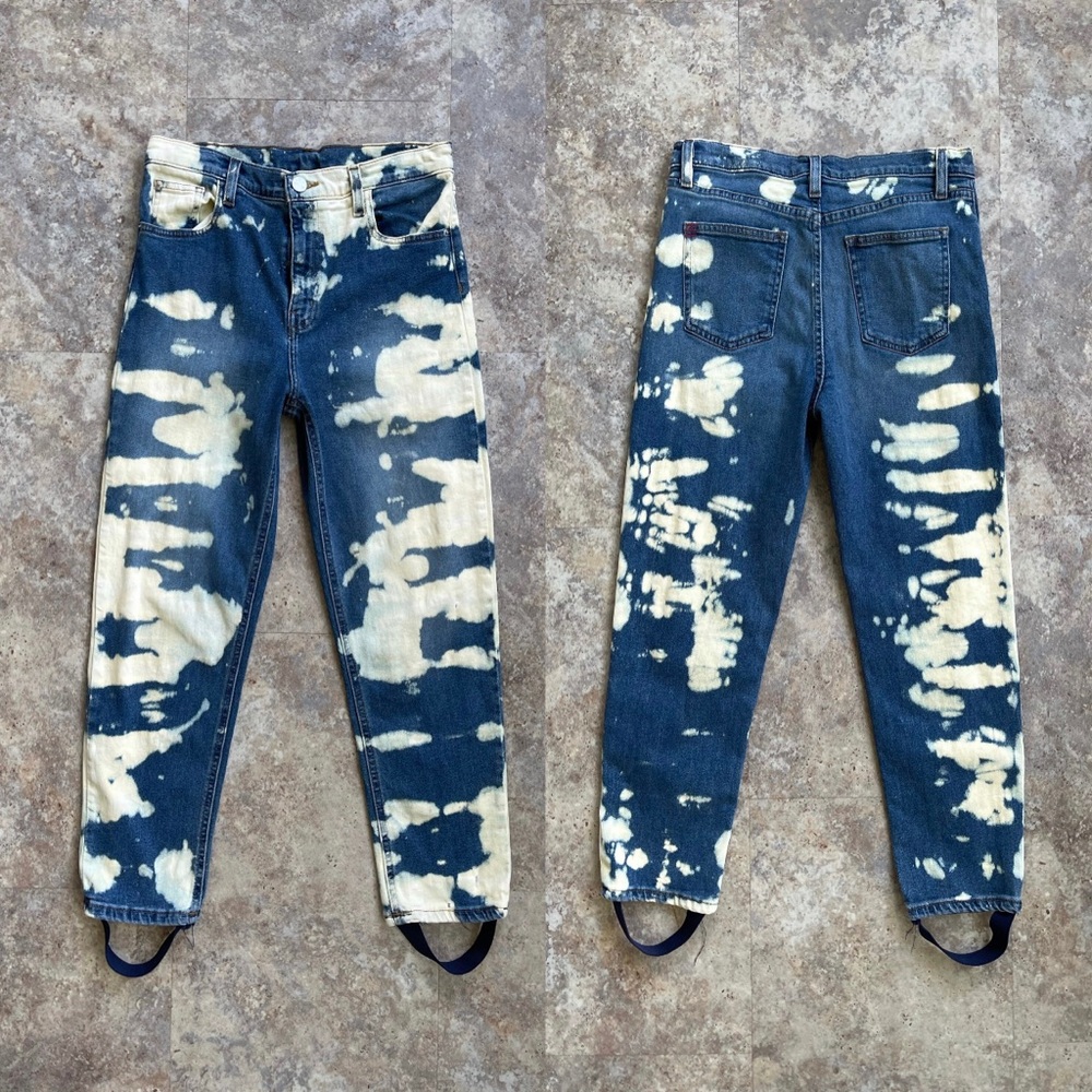 BDG Denim Upcycled bleach tie dye high rise stirrup jeans- girlfriend jeans- 26W